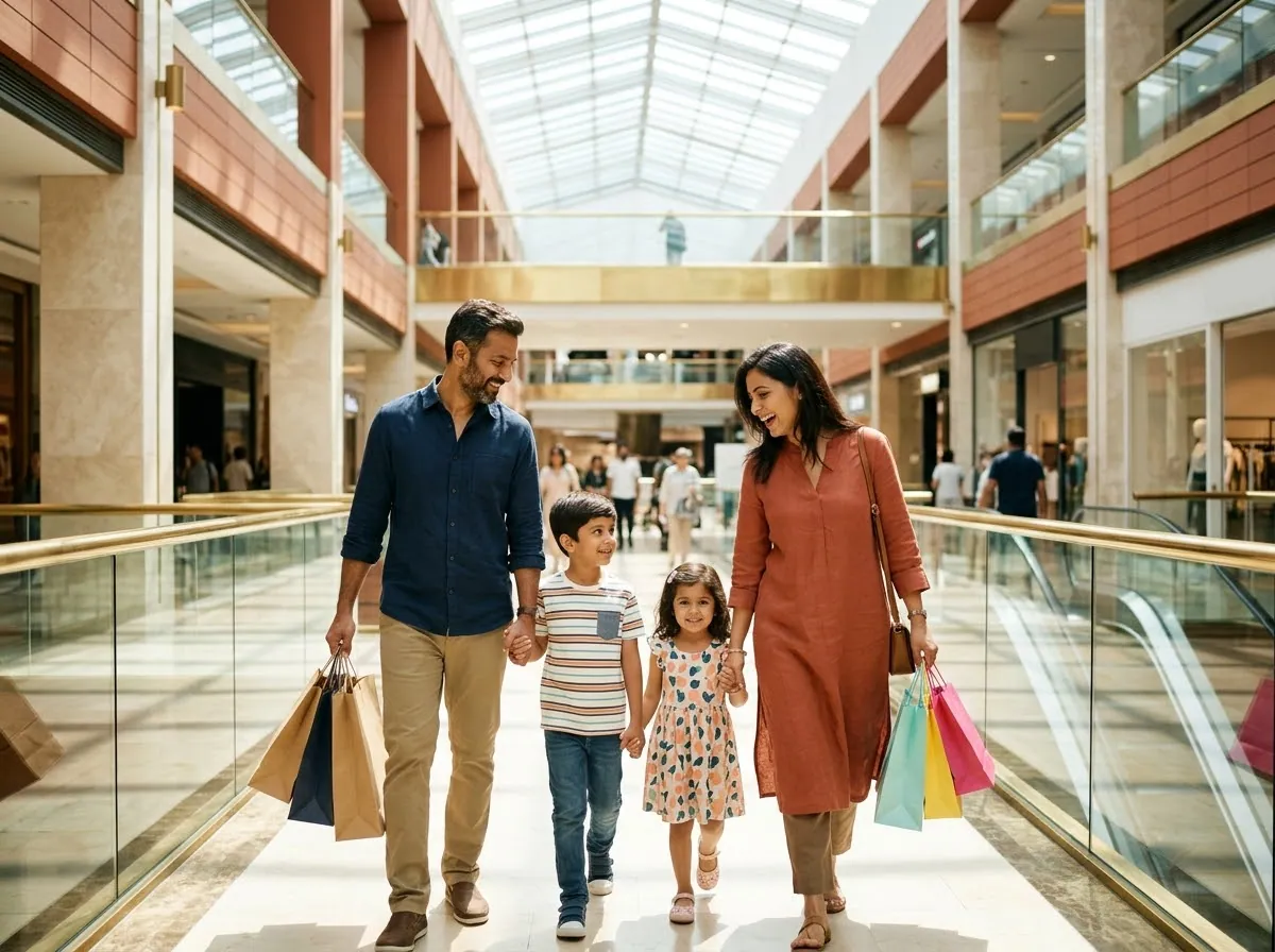 A family out shopping together